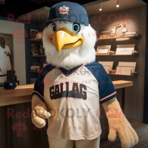 Blue Bald Eagle mascot costume character dressed with a Romper and Necklaces