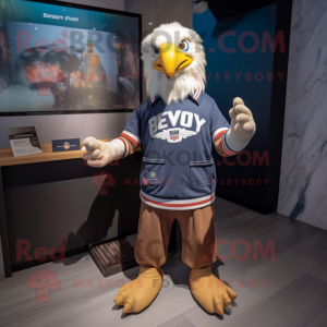 nan Bald Eagle mascot costume character dressed with a Henley Shirt and Beanies