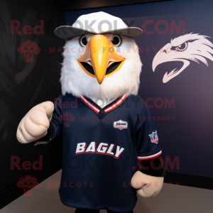 nan Bald Eagle mascot costume character dressed with a Henley Shirt and Beanies