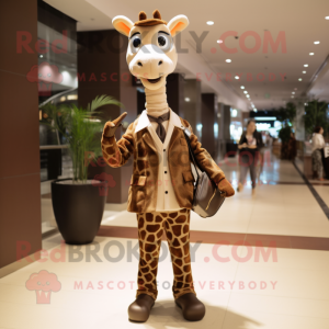 Brun Giraffe maskot drakt...