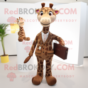 Brun Giraffe maskot kostume...