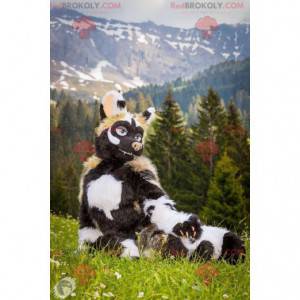 Zwart-wit dier mascotte van wilde zwijnen koe - Redbrokoly.com
