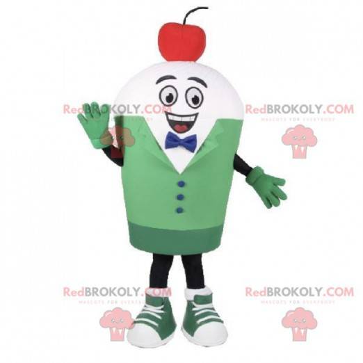 White snowman mascot with a cherry on his head - Redbrokoly.com
