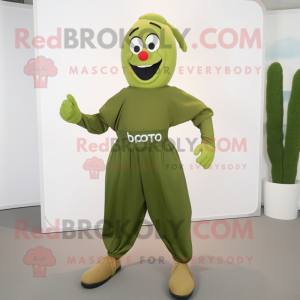 Olive Acrobat mascot costume character dressed with a Culottes and Shoe laces