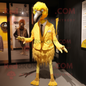 Geel struisvogel mascotte...
