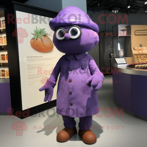 Lavender Meatballs mascot costume character dressed with a Trousers and Berets