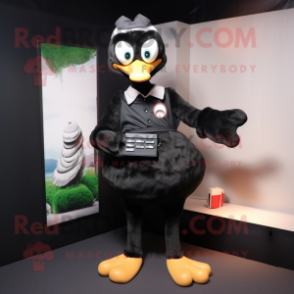 Black Swan mascot costume character dressed with a Button-Up Shirt and Wallets