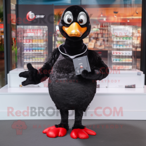 Black Swan mascot costume character dressed with a Button-Up Shirt and Wallets