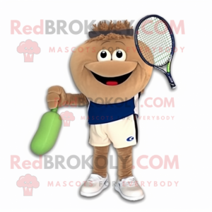 Beige tennisketcher maskot...