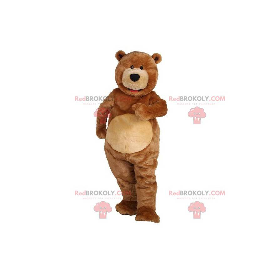 Mascote grande urso de pelúcia marrom. Ursinho de pelúcia
