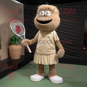 Beige tennisracket mascotte...