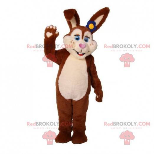 Brown and white plush rabbit mascot - Redbrokoly.com