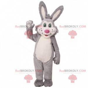 Grå og hvit plysj kanin maskot - Redbrokoly.com