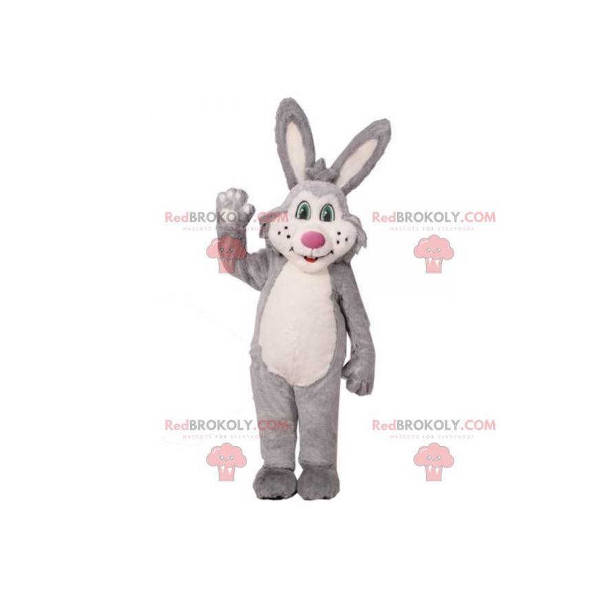 Gray and white plush rabbit mascot - Redbrokoly.com