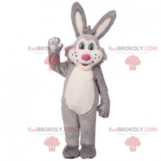 Graues und weißes Plüschkaninchenmaskottchen - Redbrokoly.com