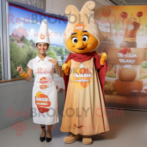 Tan Tikka Masala mascot costume character dressed with a Dress and Keychains