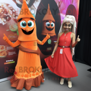 Tan Tikka Masala mascot costume character dressed with a Dress and Keychains