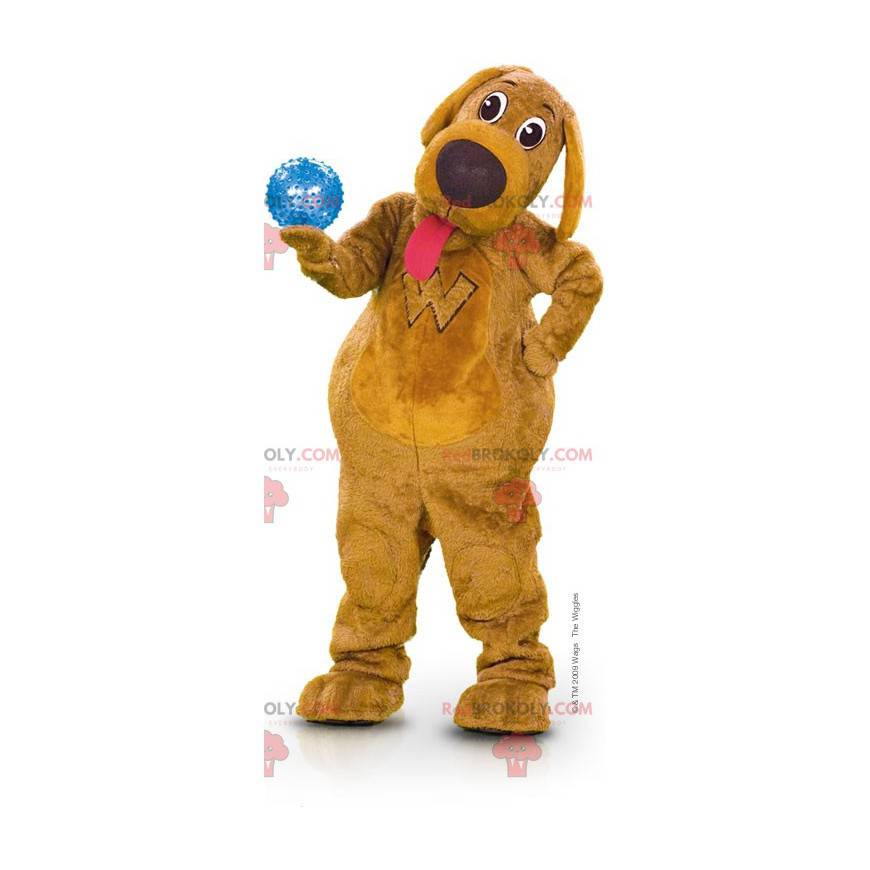 Braunes Hundemaskottchen mit hängender Zunge - Redbrokoly.com