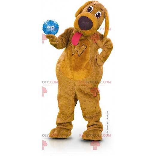 Brun hundemaskot med hengende tunge - Redbrokoly.com