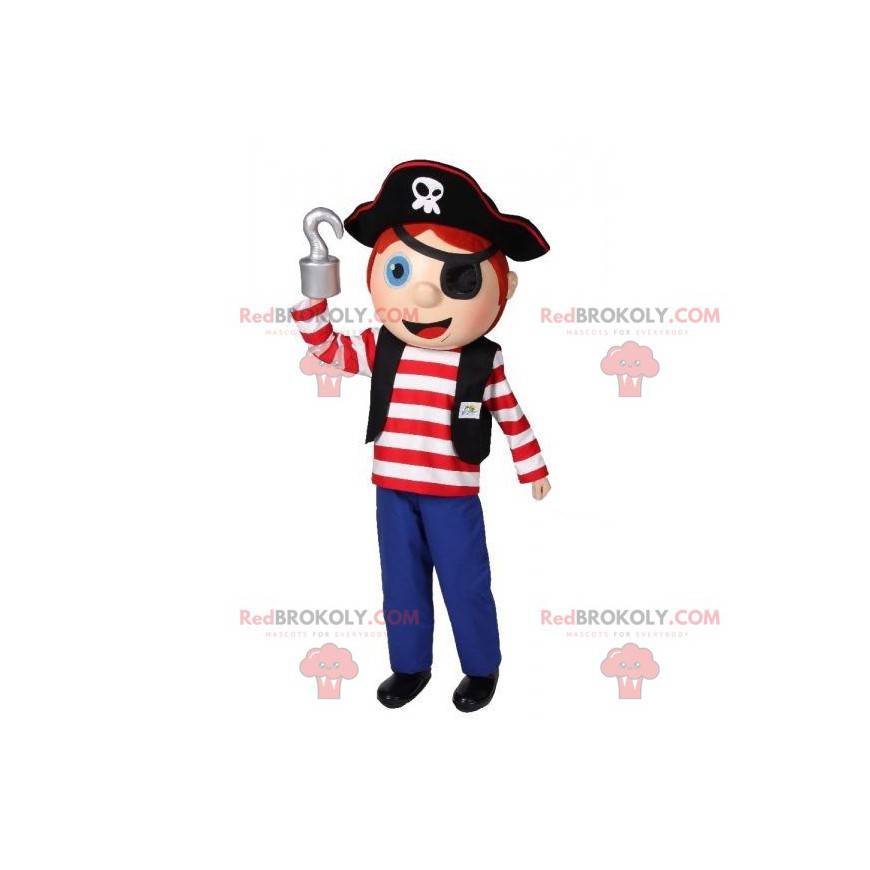 Mascote menino com roupas de pirata. Mascote pirata -