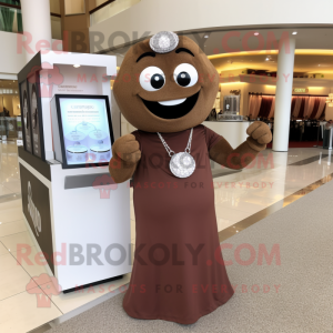 Brown Engagement Ring mascot costume character dressed with a Wrap Dress and Bracelet watches