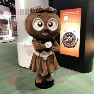Brown Engagement Ring mascot costume character dressed with a Wrap Dress and Bracelet watches