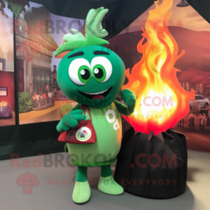 Green Fire Eater mascot costume character dressed with a Mini Skirt and Tote bags