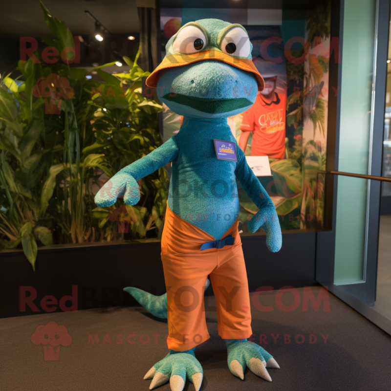 nan Geckos mascot costume character dressed with a Shorts and Beanies nan Geckos mascot costume character dressed with a Shorts and Beanies