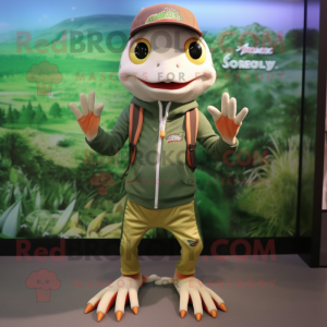 nan Geckos mascot costume character dressed with a Shorts and Beanies