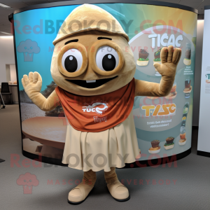 Tan Tacos mascot costume character dressed with a Leggings and Gloves