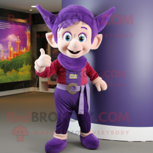 Purple Elf maskot kostym...