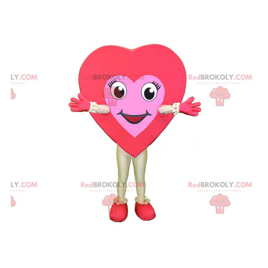 Giant red and pink heart mascot. Romantic mascot -