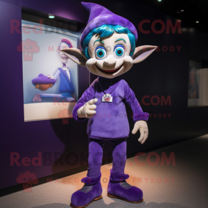 Purple Elf maskot kostym...