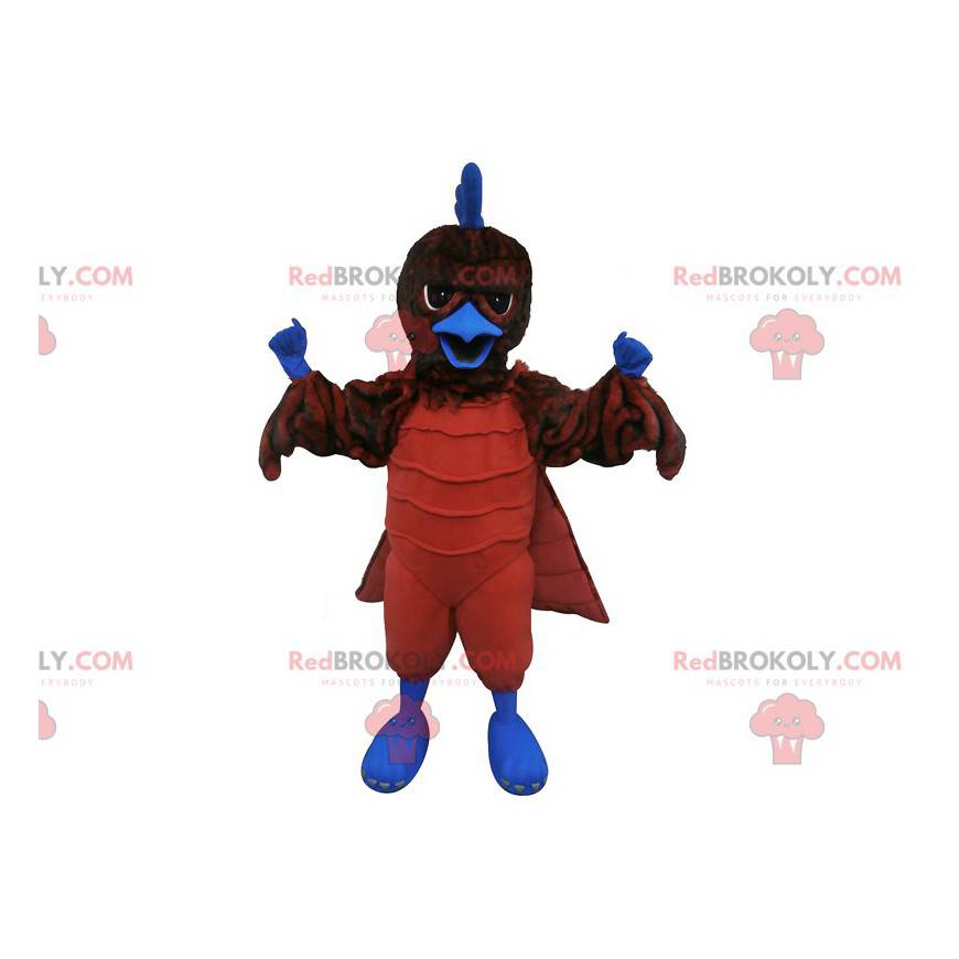 Braunes und blaues Vogelgeiermaskottchen - Redbrokoly.com