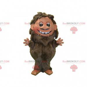 Brown hairy man mascot. Prehistoric man mascot - Redbrokoly.com