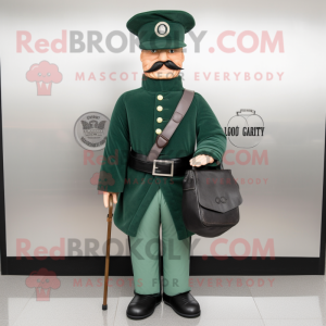 Forest Green Civil War Soldier mascot costume character dressed with a Jacket and Coin purses