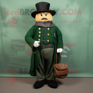 Forest Green Civil War Soldier mascot costume character dressed with a Jacket and Coin purses