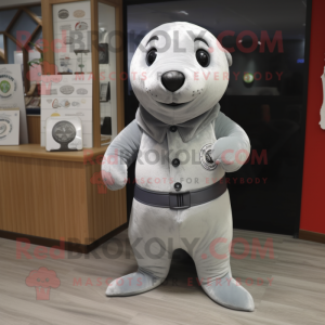 Silver Seal maskot kostym...