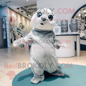 Silver Seal maskot kostym...