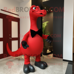 Rød Brachiosaurus maskot...