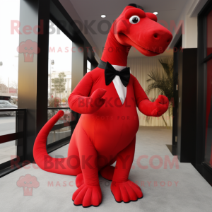 Röd Brachiosaurus maskot...
