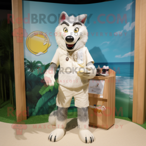 Cream Wolf maskot kostym...