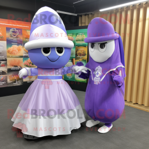 Lavender American Football Helmet mascot costume character dressed with a Maxi Dress and Ties