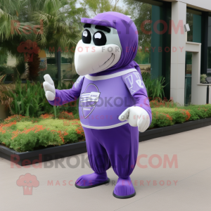 Lavender American Football Helmet mascot costume character dressed with a Maxi Dress and Ties