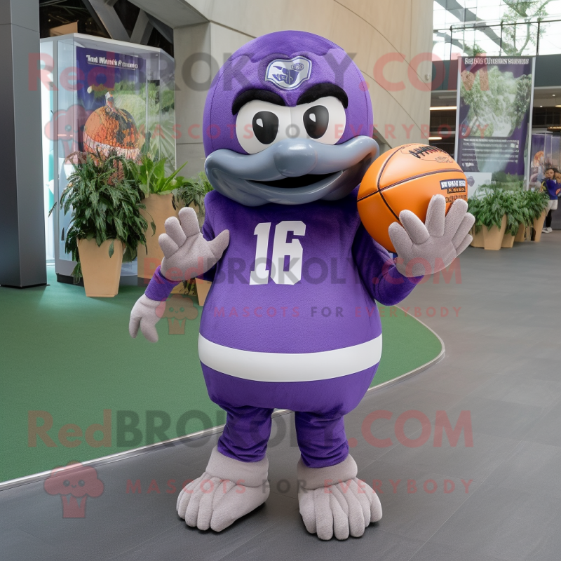 Lavender American Football Helmet mascot costume character dressed with a Maxi Dress and Ties