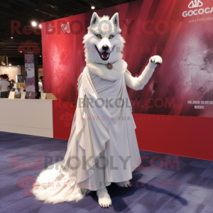 Postava maskota bílého vlka...