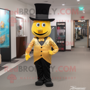 Gold Hourglass mascot costume character dressed with a Jeggings and Hats