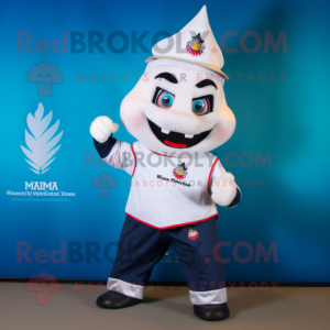 White Fire Eater mascot costume character dressed with a Bermuda Shorts and Wraps