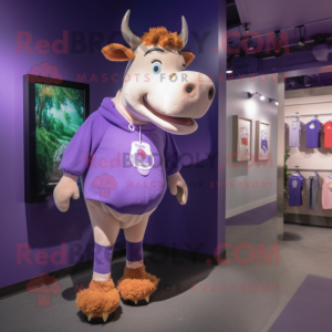 Purple Jersey Cow mascotte...