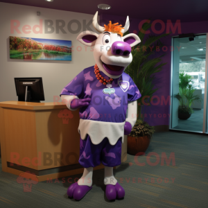 Lilla Jersey Cow maskot...